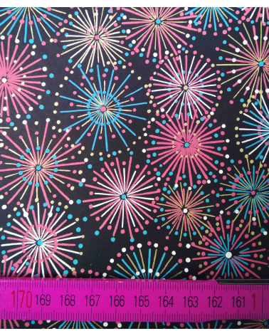 Chiyogami paper, fireworks over black