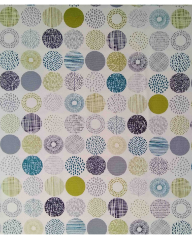 Light oxford Japanese fabric. Graphic circle pattern.