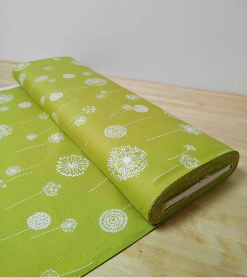 Tela japonesa Oxford. Dandelion en verde.