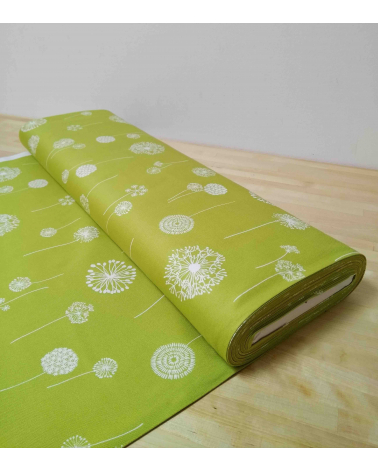 Tela japonesa Oxford. Dandelion en verde.