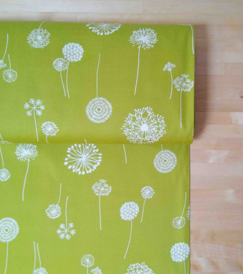 Tela japonesa Oxford. Dandelion en verde.