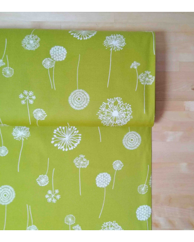 Tela japonesa Oxford. Dandelion en verde.