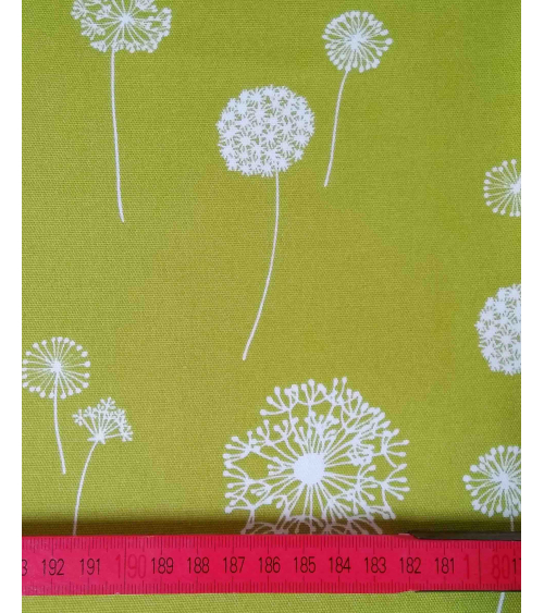 Tela japonesa Oxford. Dandelion en verde.