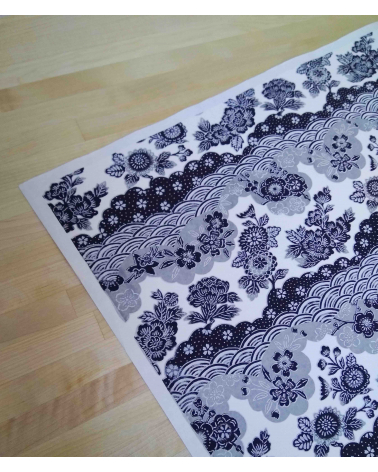Papel Chiyogami flores y ondas en grises