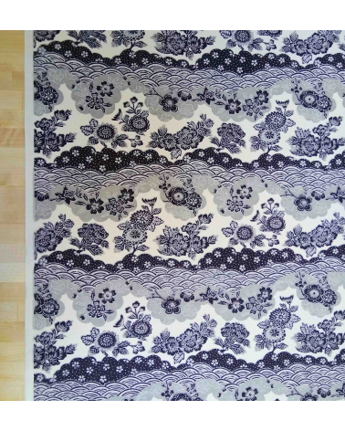 Papel Chiyogami flores y ondas en grises