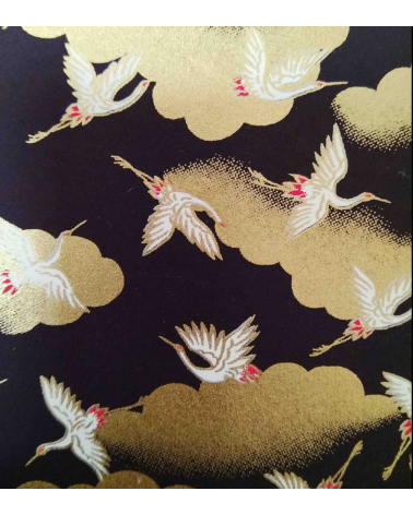 Papel japonés decorativo de grullas y nubes