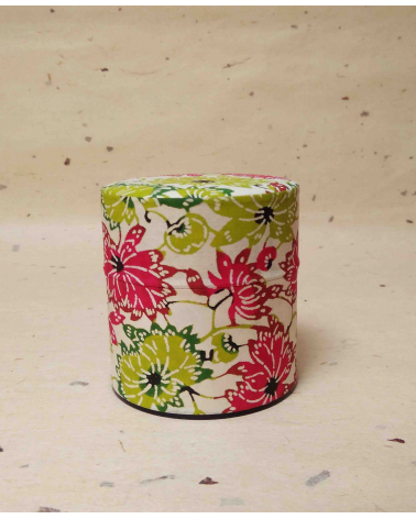 'Flowers' tea caddy covered in katazome Japanese paper.
