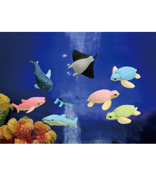 Set of 3 IWAKO erasers "Aquarium"