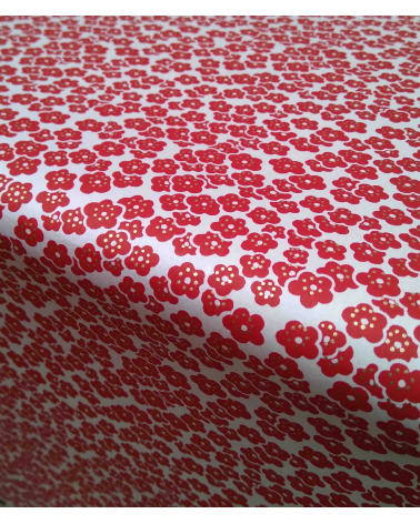 Papel Japonés Chiyogami de flores de ciruelo rojas