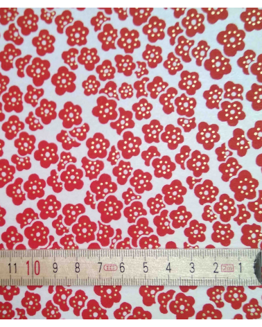 Papel Japonés Chiyogami de flores de ciruelo rojas