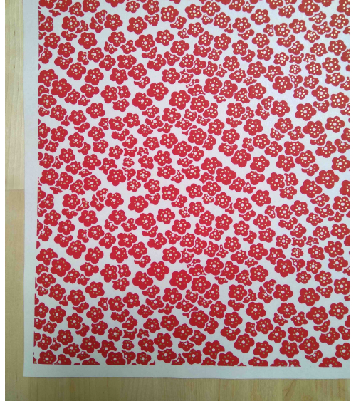 Papel Japonés Chiyogami de flores de ciruelo rojas