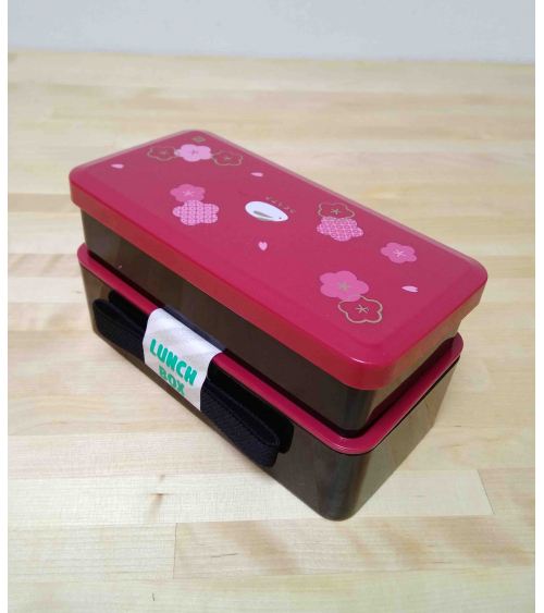 Bento box (Lunch box) ume y conejitos roja con bolsa