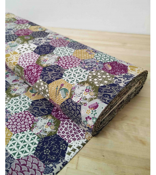 Japanese dobby fabric. Colorful Fuji-sans.