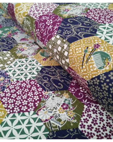 Japanese dobby fabric. Colorful Fuji-sans.