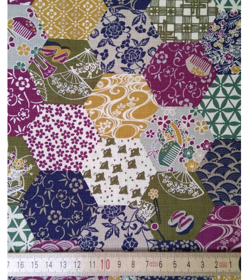 Japanese dobby fabric. Colorful Fuji-sans.