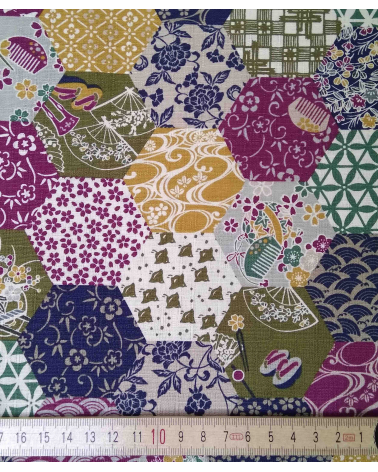 Japanese dobby fabric. Colorful Fuji-sans.