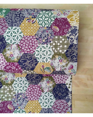 Japanese dobby fabric. Colorful Fuji-sans.
