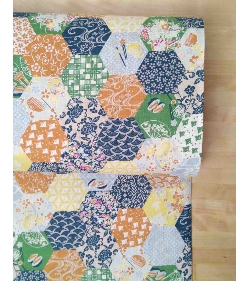 Tela japonesa. Dobby "Hexagon" retro.