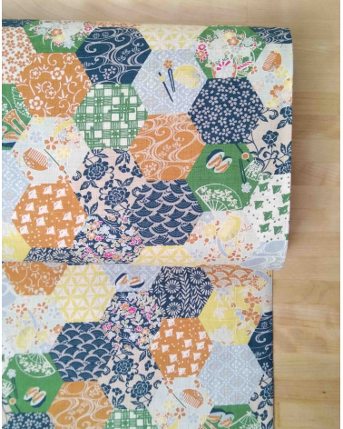 Tela japonesa. Dobby "Hexagon" retro.