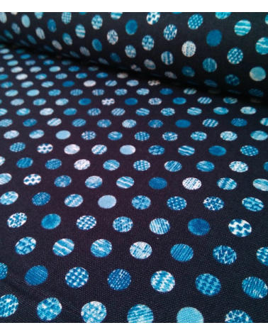 Japanese cotton fabric. Polka dots over navy blue.
