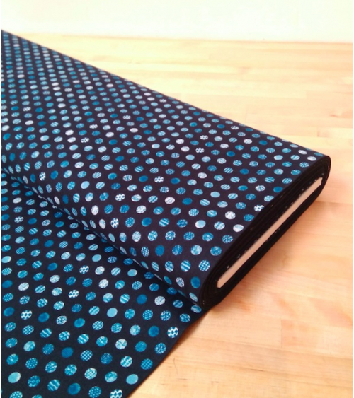 Japanese cotton fabric. Polka dots over navy blue.