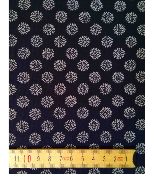 Japanese cotton fabric. Dahlias over indigo blue