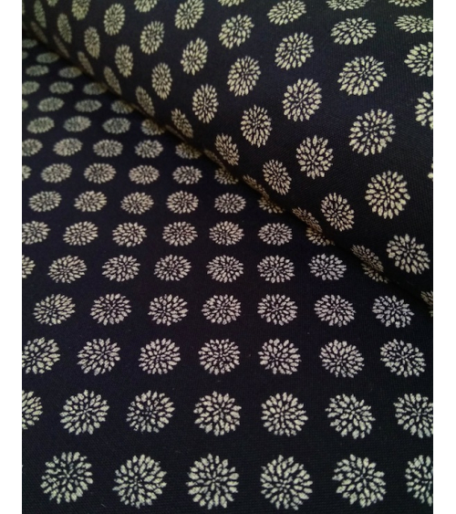 Japanese cotton fabric. Dahlias over indigo blue