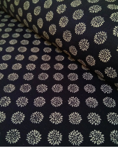 Tela japonesa. Dalias sobre azul índigo