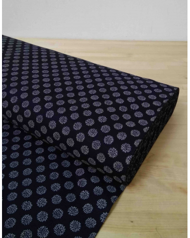 Japanese cotton fabric. Dahlias over indigo blue