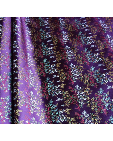 Brocado púrpura con flores multicolores (hana) (caída)