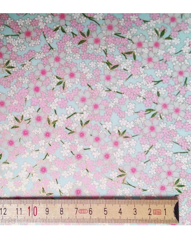 Papel Chiyogami Sakuras sobre azul claro