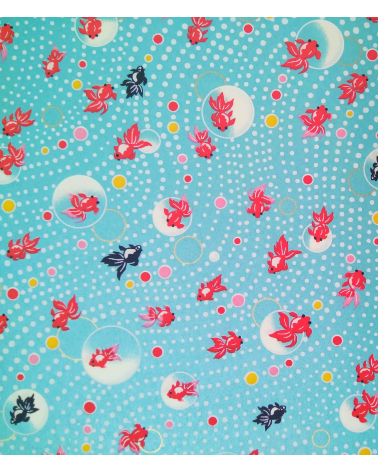 Papel japonés decorativo carpas sobre fondo azul perlado