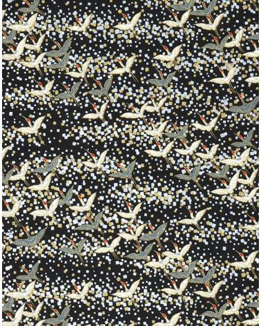 Papel Chiyogami de olas  doradas sobre fondo negro