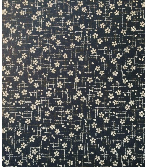 Japanese cotton fabric. Sakura over indigo blue