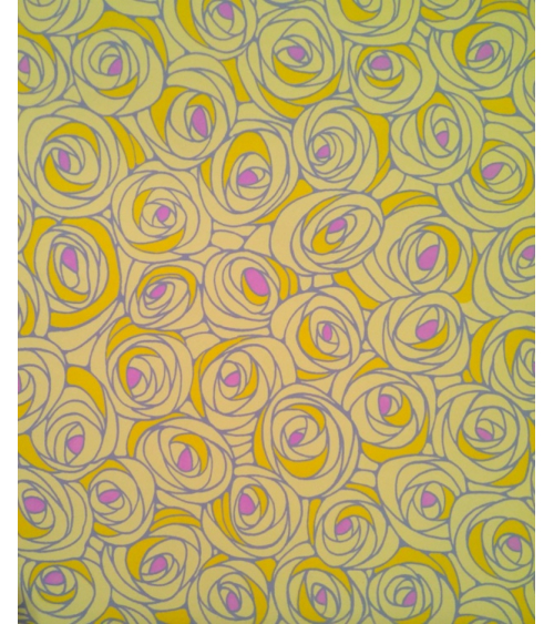 Chiyogami japonés de rosas en amarillo con centro magenta