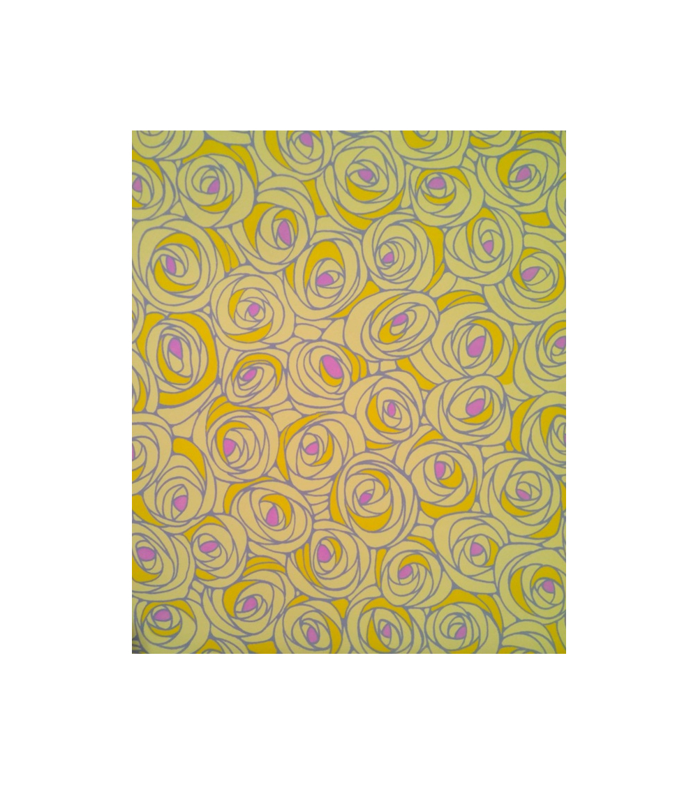 Chiyogami japonés de rosas en amarillo con centro magenta