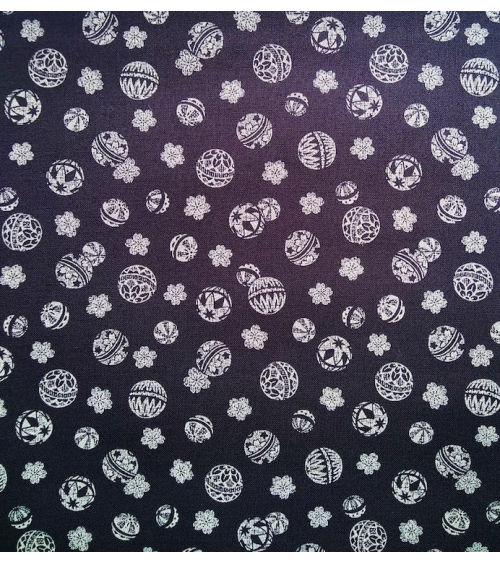 Japanese cotton fabric. Temari over indigo blue