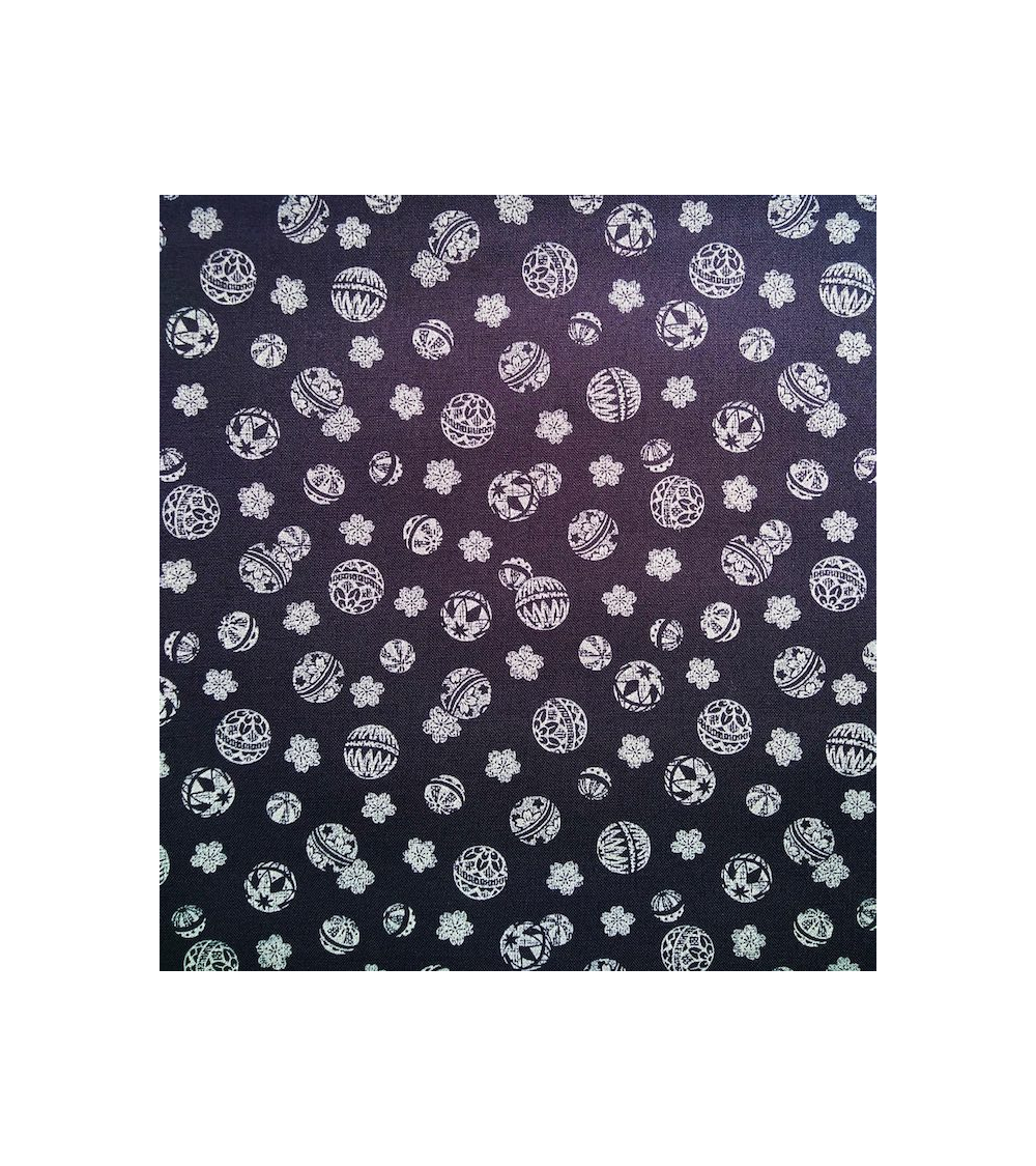 Japanese cotton fabric. Temari over indigo blue