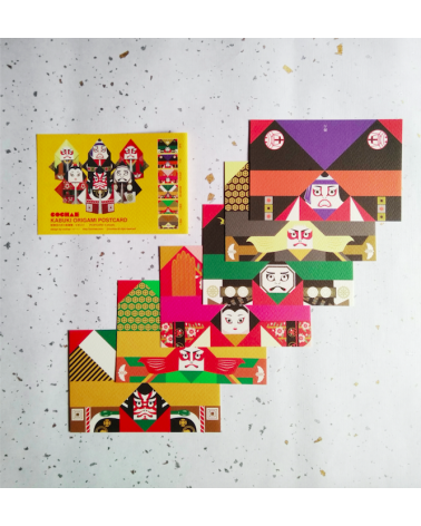 Kit origami-Postales "Kabuki" COCHAE.