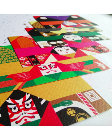 Kit origami-Postales "Kabuki" COCHAE.