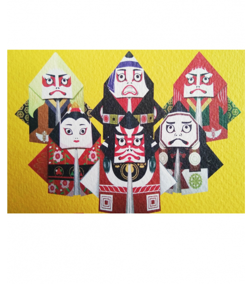 Kit origami-Postales "Kabuki" COCHAE.