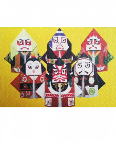 Kit origami-Postales "Kabuki" COCHAE.