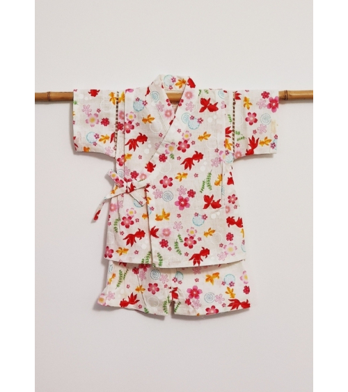 Jinbei blanco de peces y flores