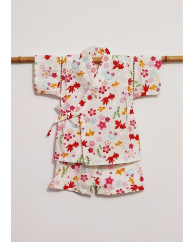 Jinbei blanco de peces y flores