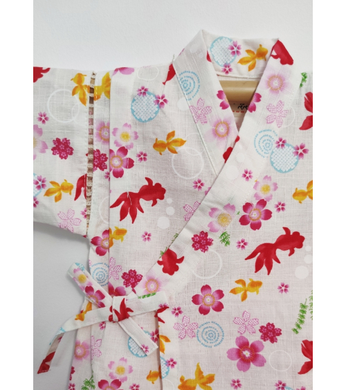 Jinbei blanco de peces y flores