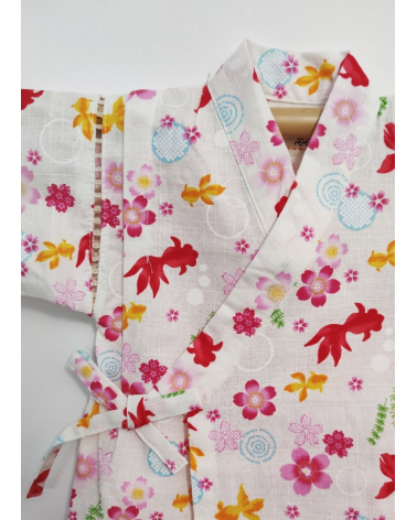 Jinbei blanco de peces y flores