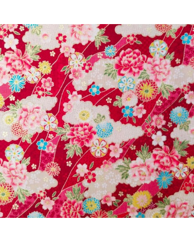 Tela japonesa floral roja