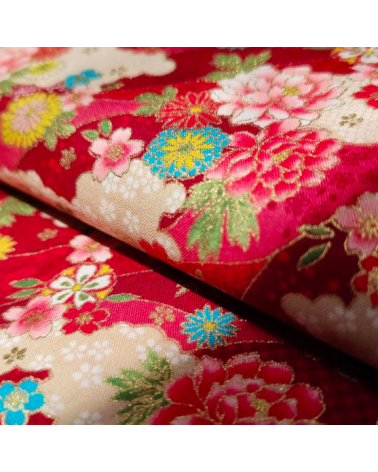 Tela japonesa floral roja