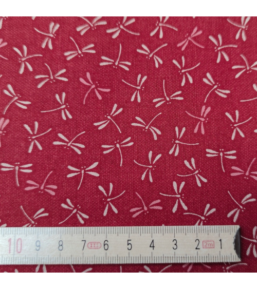 Tejido japonés de algodón "Tonbo" en rojo