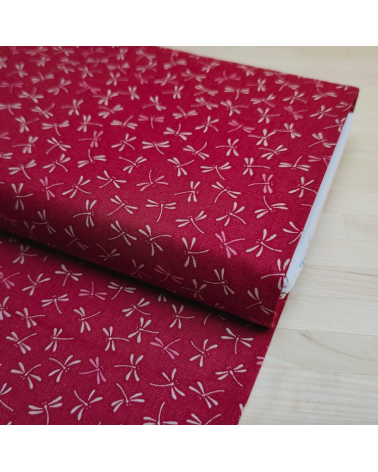 Tejido japonés de algodón "Tonbo" en rojo